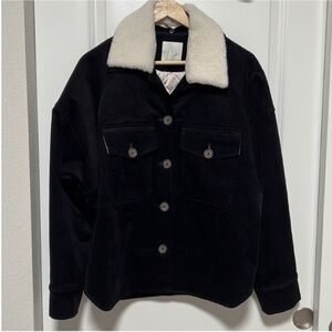 Joie Draper Corduroy Jacket cream faux shearling collar